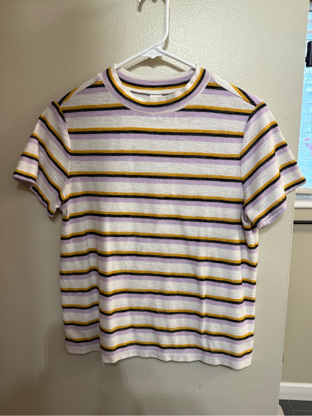 BP x Claudia Sulewski Striped Knit Top in Lavender, Yellow, Black, and White